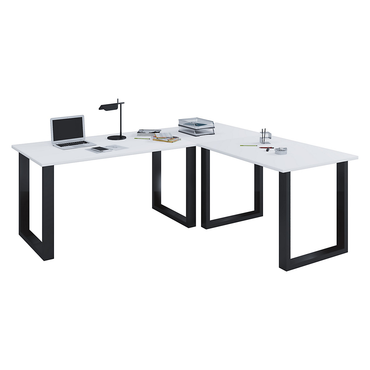 VCM Eckschreibtisch Schreibtisch Büromöbel Computertisch Winkeltisch Tisch Büro Lona 130 x 130 x 50 cm