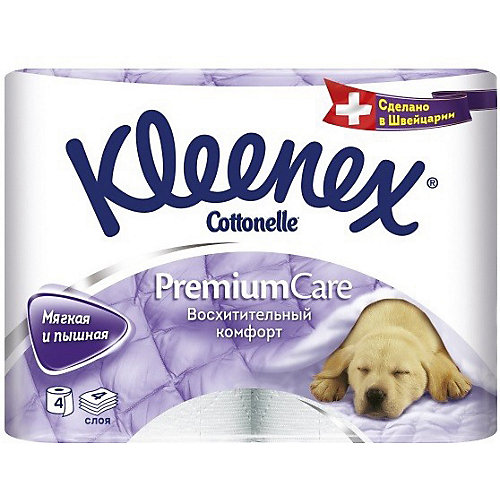 Туалетная бумага Kleenex Premium Care 4 слоя, 4 шт - разноцветный