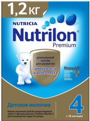 Детское молочко Nutrilon Junior Premium 4, с 18 мес, 1200 г