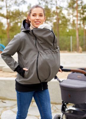 Maternity & Baby wear 3in1 Tragejacke/Pulli & Umstandsjacke & Damenjacke in einem aus kuscheligem Fleece Be Mama Modell: BERGAMI 
