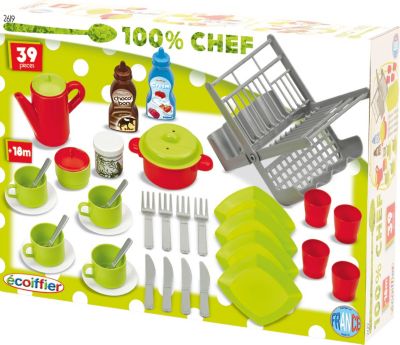 Ecoiffier Box mit Geschirr für Kinderküche 