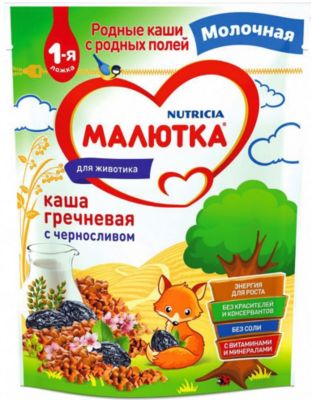 Каша Малютка молочная гречневая с черносливом, с 4 мес