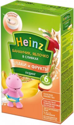 Молочный пудинг Heinz банан, яблоко в сливках, с 6 мес