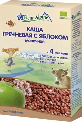 Каша Fleur Alpine молочная гречневая с яблоком, с 4 мес