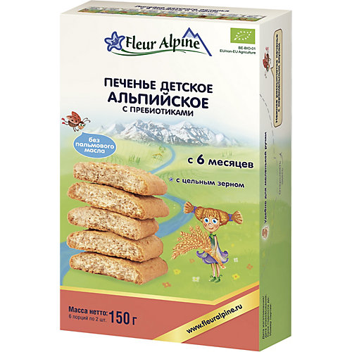 Детское печенье Fleur Alpine альпийское с пребиотиками, с 6 мес от Fleur Alpine