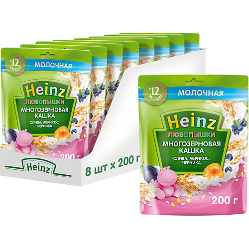 Каша Heinz молочная многозерновая слива абрикос черника, с 12 мес от Heinz