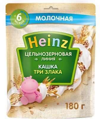Каша Heinz молочная цельнозерновая 3 злака, с 6 мес