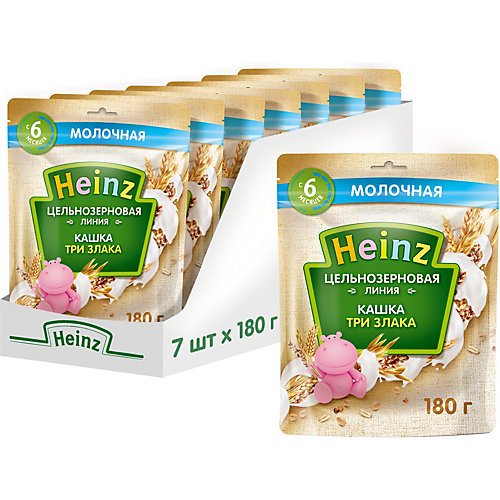 Каша Heinz молочная цельнозерновая 3 злака, с 6 мес от Heinz