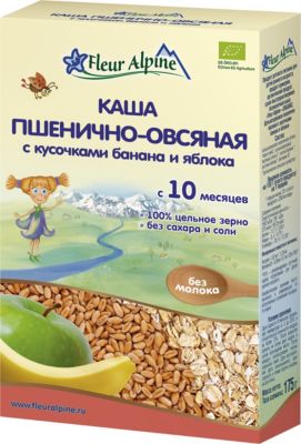 Каша Fleur Alpine пшенично-овсяная с кусочками банана и яблока, с 10 мес