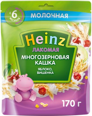 Каша Heinz Лакомая молочная многозерновая яблоко вишня с 6 мес