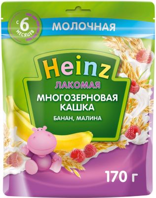 Каша Heinz Лакомая молочная многозерновая банан малина, с 6 мес