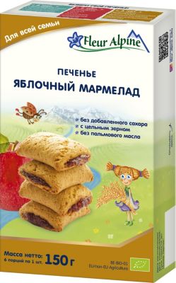 Детское печенье Fleur Alpine яблочный мармелад, с 18 мес