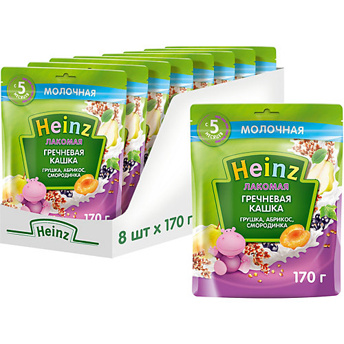 Каша Heinz Лакомая молочная гречневая груша абрикос смородина, с 5 мес от Heinz
