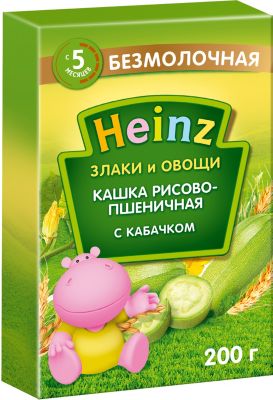 Каша Heinz рисово-пшеничная с кабачком, с 5 мес