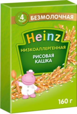 Каша Heinz низкоаллергенная рисовая, с 4 мес