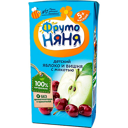 Нектар ФрутоНяНя яблоко и вишня с мякотью, с 5 мес, 18 шт по 200 г от ФрутоНяня
