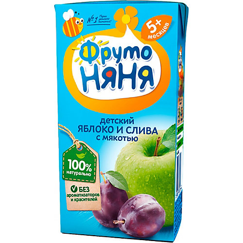 Нектар ФрутоНяНя яблоко и слива с мякотью, с 5 мес, 18 шт по 200 г от ФрутоНяня