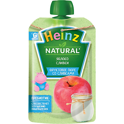 Пюре Heinz яблоко, сливки, с 6 мес, 12 штук от Heinz