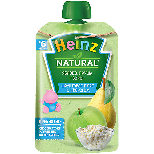 Пюре Heinz яблоко, груша, творог, с 6 мес, 12 штук от Heinz
