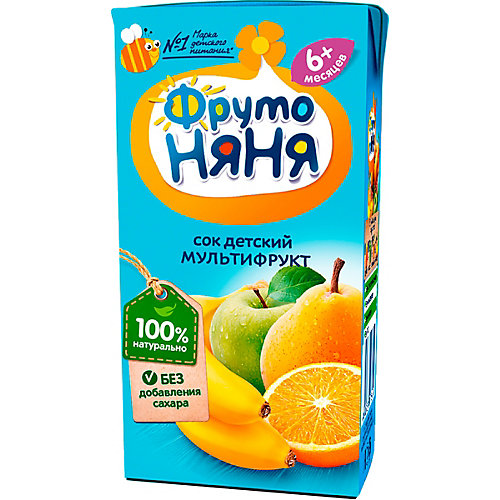 Сок ФрутоНяНя мультифруктовый, с 6 мес, 18 шт по 200 мл от ФрутоНяня