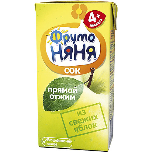 Сок ФрутоНяНя яблоко прямой отжим, с 4 мес, 18 шт по 200 г от ФрутоНяня