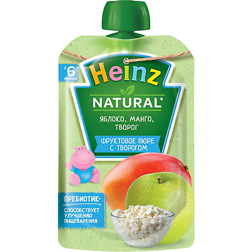 Пюре Heinz яблоко, манго, творог, с 6 мес, 12 штук от Heinz