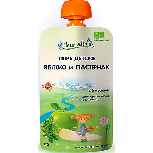 Пюре Fleur Alpine яблоко-пастернак, с 6 мес, 6 штук от Fleur Alpine