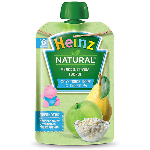 Пюре Heinz яблоко, груша, творог, с 6 мес, 12 штук от Heinz
