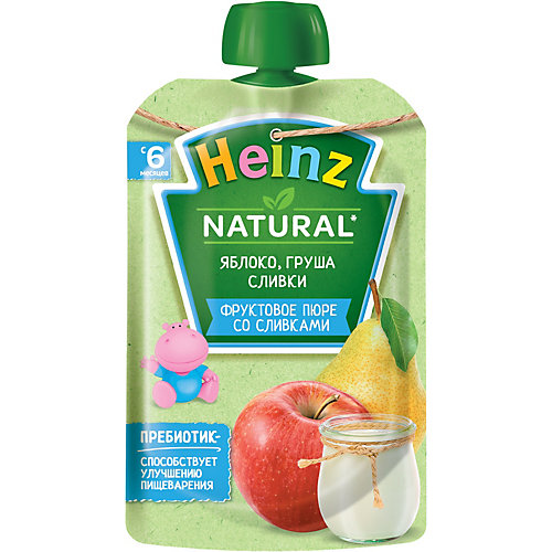Пюре Heinz яблоко, груша, сливки, с 6 мес, 12 штук от Heinz