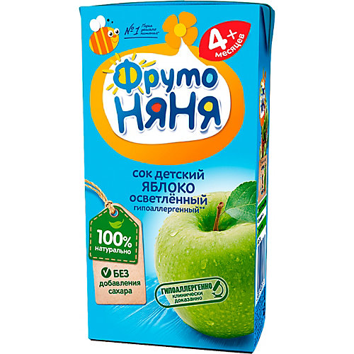 Сок ФрутоНяНя яблоко осветлённый, с 4 мес, 18 шт по 200 г от ФрутоНяня
