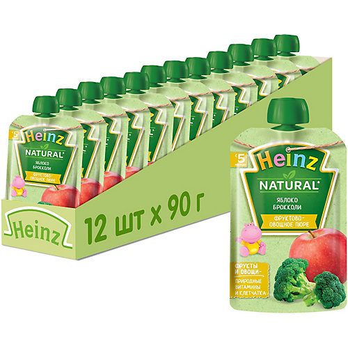 Пюре Heinz яблоко, брокколи, с 5 мес, 12 штук от Heinz