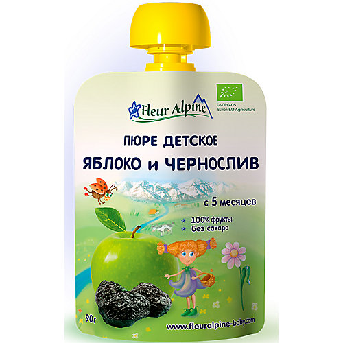 Пюре Fleur Alpine яблоко-чернослив, с 5 мес, 6 штук от Fleur Alpine