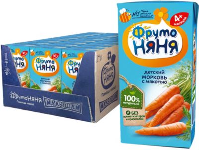 Нектар ФрутоНяНя морковь с мякотью, с 4 мес, 18 шт по 200 г