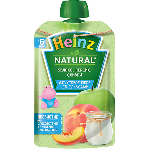 Пюре Heinz яблоко, персик, сливки, с 6 мес, 12 штук от Heinz
