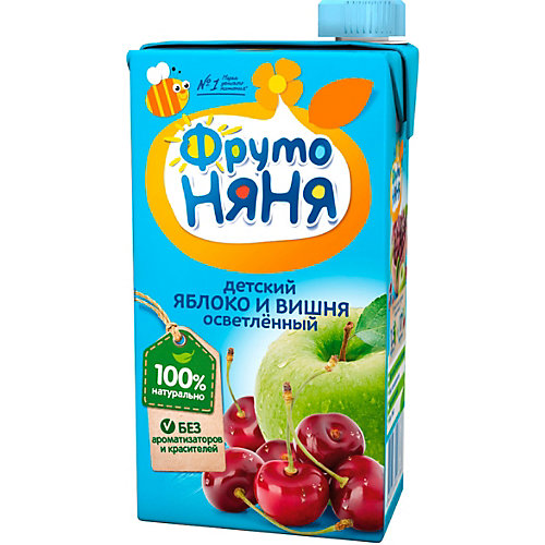 Нектар ФрутоНяНя яблоко и вишня осветлённый, с 3 лет, 15 шт по 500 г от ФрутоНяня