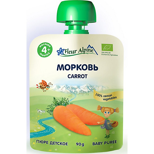 Пюре Fleur Alpine морковь, с 4 мес, 6 штук от Fleur Alpine