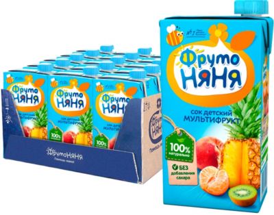 Сок ФрутоНяНя мультифруктовый, с 3 лет, 15 шт по 500 г