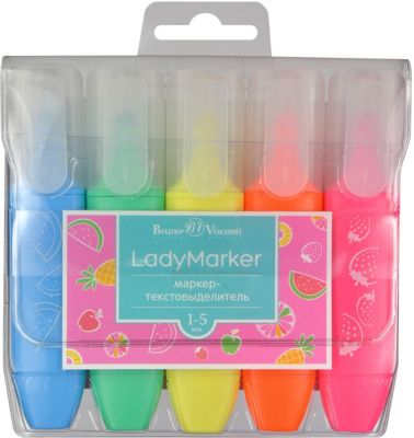 Текстовыделители Bruno Visconti LadyMarker, 5 цветов