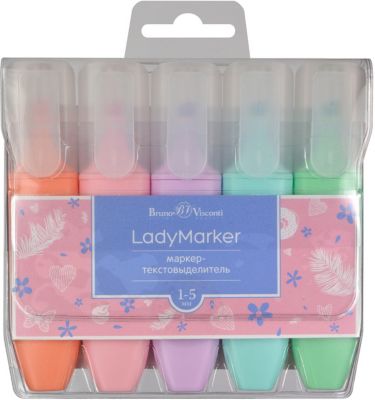 Текстовыделители Bruno Visconti LadyMarker, 5 цветов