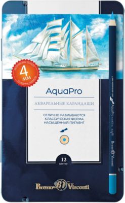 Акварельные цветные карандаши Bruno Visconti AquaPro, 12 цветов