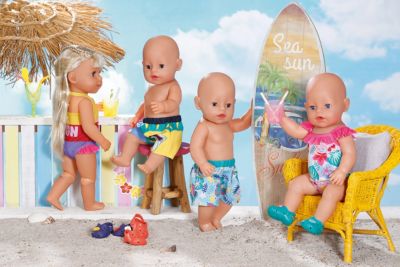 Badeanzug für Baby Puppe Puppen Gr 40-45 cm rot Käferchen  NEU Bademode Sommer 