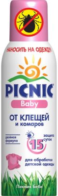 Аэрозоль Picnic Baby от клещей и комаров, 125 мл