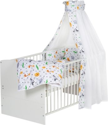 NEU weiß 2in1 Cot-Bed 120 x 60 with a 3-Piece bedding No 11 