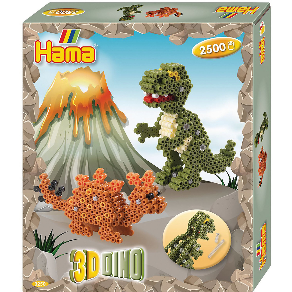 Hama Perlen HAMA 3250 Geschenkpackung 3D-Dinos 2.500 midi-Perlen & Zubehör