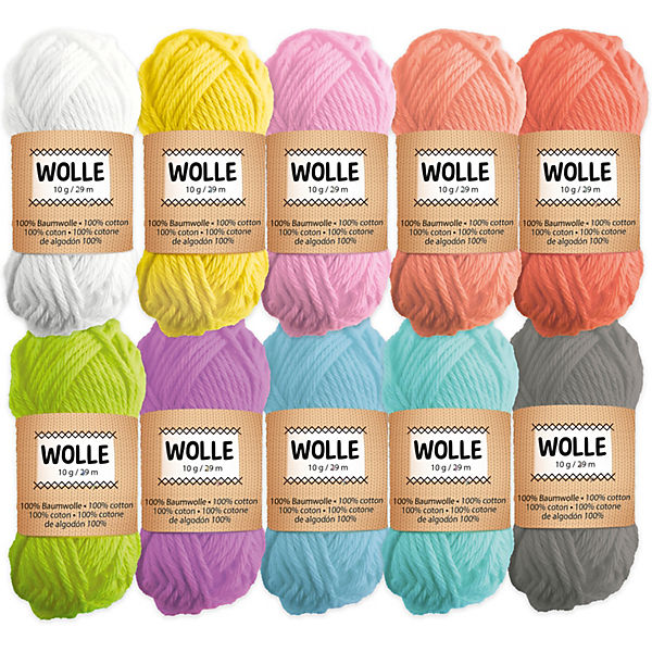 Wolle Pastell, 10 Knäuel á 10g