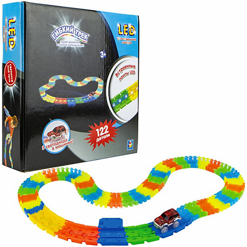 Гибкий трек 1Toy LED со светодиодными лампами, 122 детали от 1Toy