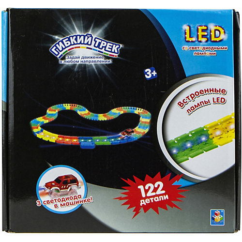 Гибкий трек 1Toy LED со светодиодными лампами, 122 детали от 1Toy