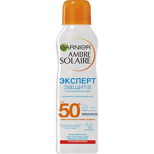 Солнцезащитный сухой спрей Garnier Ambre Solaire "Экстра Защита" SPF 50, 200 мл