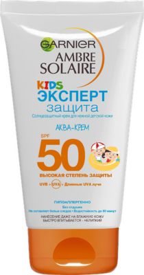 Солнцезащитный аква-крем для тела Garnier Ambre Solaire Kids "Эксперт защита" SPF 50, 150 мл