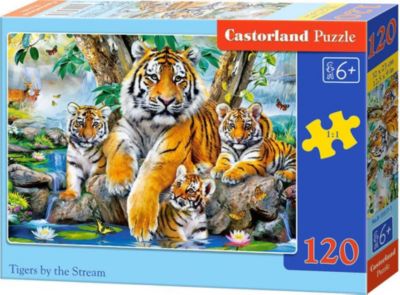 Пазл Castorland Семья тигров у ручья, 120 деталей